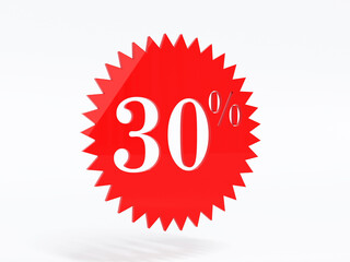 Sale 30 percent in red 3d rendering