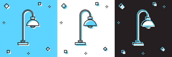 Set Floor lamp icon isolated on blue and white, black background. Vector.