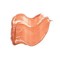 Smudged pink lip gloss sample isolated
