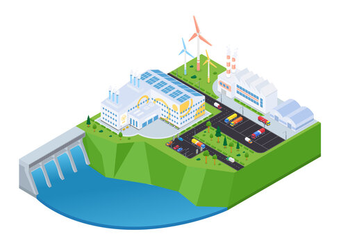 Green Energy - Modern Vector Colorful Isometric Illustration