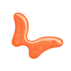 Blot of orange nail polish isolated on white