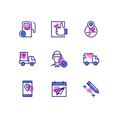 Logistics - modern line design style icons set