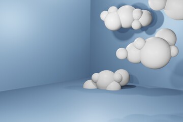 3d cloud on sky, 3D cloud in blue studio