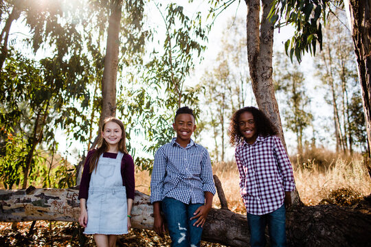 Siblings Posing for Camera at Park in Chula Vista