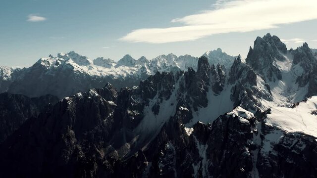 Aerial view over Italian alpen Dolomites