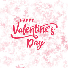 Fototapeta na wymiar Happy Valentines Day lettering on pink abstract background. Valentines Day greeting card and banner.