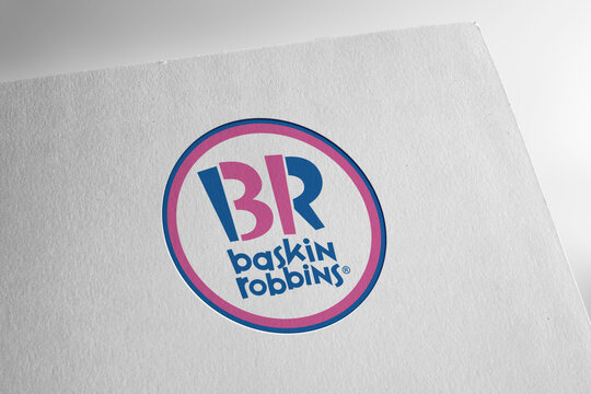 Baskin Robbins logo editorial illustrative, on screen