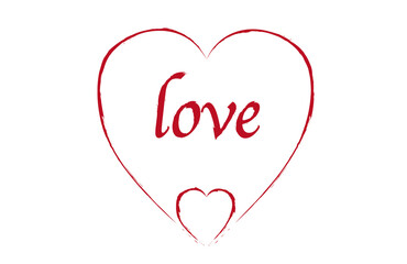 Isolated heart with the word love