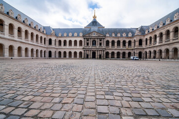 Front facade of Les Invalides museum (previously known as Hotel des Invalides)