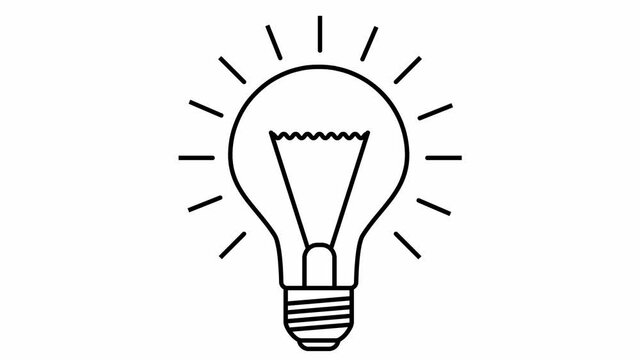 Animated symbol of lightbulb. Concept of idea and creative. Line vector illustration isolated on white background.