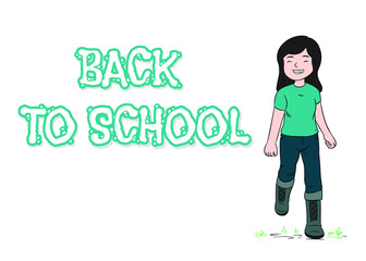 back to school banner with cute girl vector
