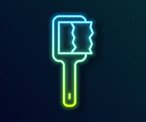 Glowing neon line Sauna brush icon isolated on black background. Wooden brush with coarse bristles for washing in the bath. Anti cellulite massage. Vector.