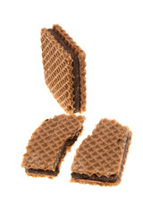 chocolate waffles isolated