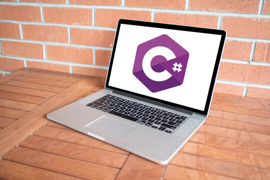 C sharp logo editorial illustrative, on screen