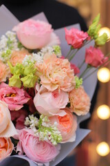 Flower composition. Macro photo. Wedding decor. A Beautiful bouquet of fresh flowers.