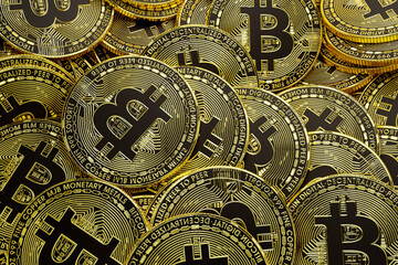 Golden bitcoin isolated Bitcoin BTC Cryptocurrency Coins. Stock Market Concept. Business concept. 3D rendering
