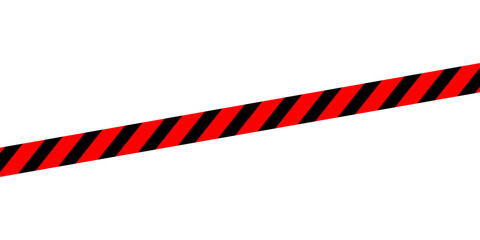 red black caution tape line isolated on white for banner background, tape red black stripe pattern, ribbon tape sign for comfort and construction safety zone, copy space text