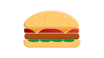 burger on a white background, illustration. juicy burger with meat and green filling. icon for social networks. delicious delicious bun