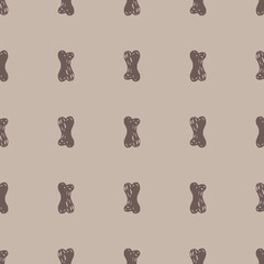 Horror seamless doodle pattern with scary grey bones silhouettes. Pastel background. Doodle design.