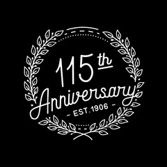 115 years anniversary celebrations design template. 115th logo. Vector and illustrations.