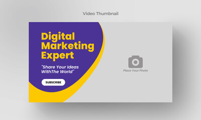 Thumbnail design for any videos. Editable video thumbnail and web banner for live workshop business template. Video cover photo for social media