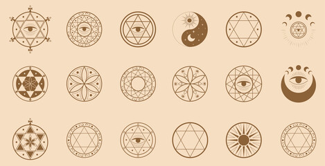 Vector collection of magical and mysterious signs and symbols.
