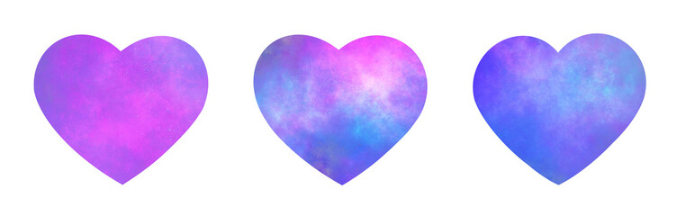 Set of hearts. Hearts in the clouds. A design element for postcards, banners, and social networks.