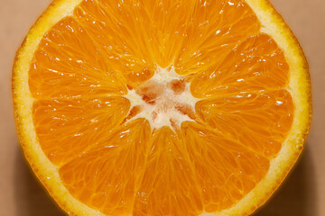 Detail of a fresh sliced orange