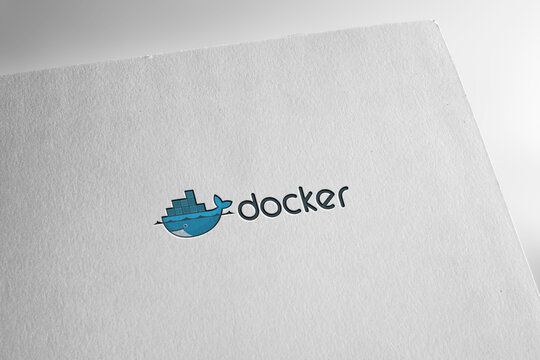 docker logo editorial illustrative, on screen