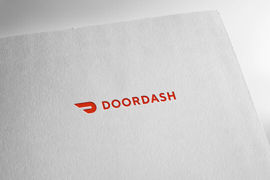 Doordash logo editorial illustrative, on screen