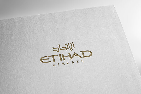 Etihad airways logo editorial illustrative, on screen