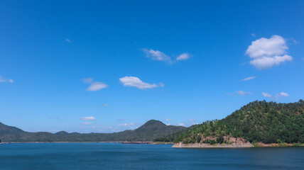 Fantastic mountain lake in Thailand winter season at noon
