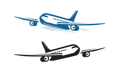 Fototapeta na wymiar Flying an airplane trip. Airline, travel symbol vector