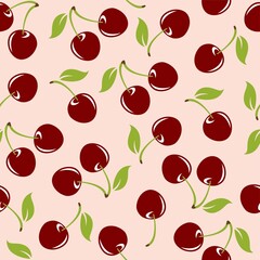 vector red cherry seamless pattern