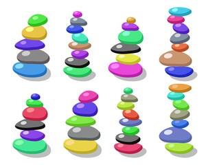 vector zen rock stones stack in balance