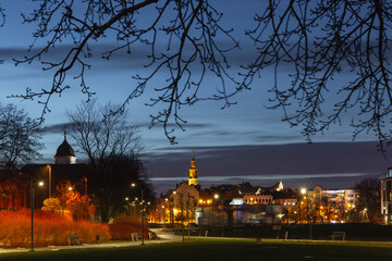 Fototapeta na wymiar Old Town of Poznan with Town Hall at night, Poland