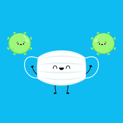 Protective mask character design. Face mask and Virus cartoon vector. background. Face mask character.