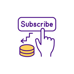 Making money with subscriptions RGB color icon. Subscription-based business model. Submitting regular payments every month for software using. Automatic e-payments. Isolated vector illustration