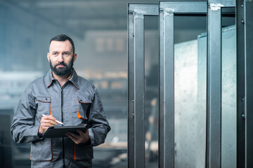 Worker with a digital tablet at the plant