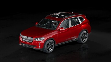 Fototapeta na wymiar 3D rendering of a brand-less generic SUV concept car