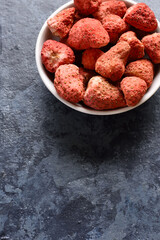 Dried strawberries in bowl