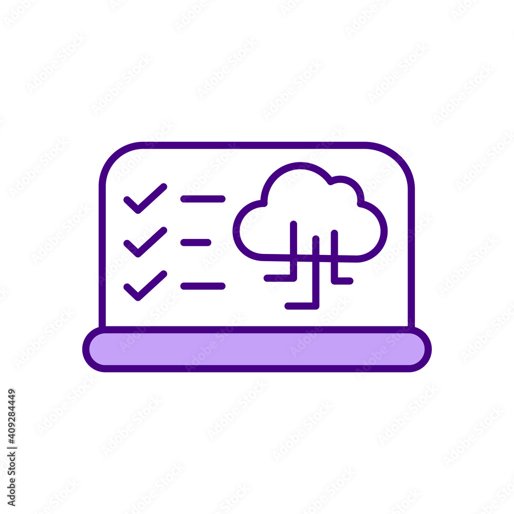 Poster cloud computing services capabilities rgb color icon. cloud storage capacity. multi-cloud data manag