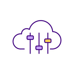 Cloud customization RGB color icon. Upgrades and enhancements without technical assistance. Personalization and configuration. Cloud computing environment. Isolated vector illustration