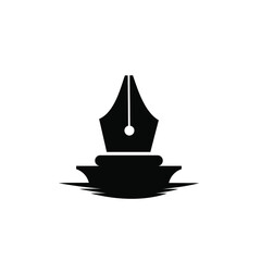 journalist logo concept sail boat and pen nib elements. flat design isolated on white background suitable for press writer business