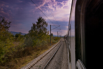 railway in the sunset