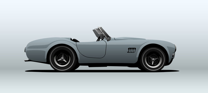 Sport car, view from side, in vector.