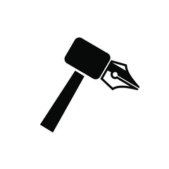 HAMMER PEN LOGO VECTOR ICON ILLUSTRATION DESIGN