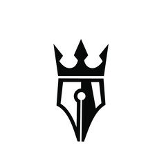 King pen writer vector flat illustration template. This design use crown symbol as nobility logo.