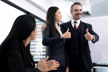 Business executives congratulate employees who have performed excellent, Success in work, Business people teamwork.
