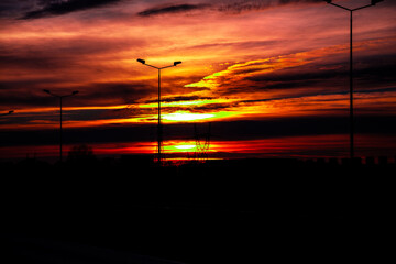 climatic sunset in winter.